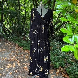 Like-new plus-size floral maxi faux-wrap dress